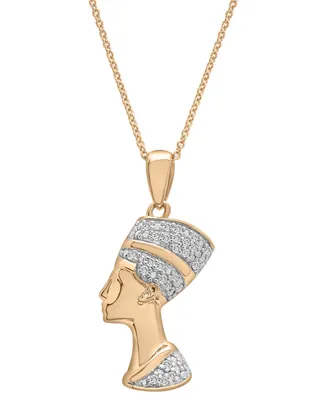 Wrapped Diamond Nefertiti 20" Pendant Necklace (1/10 ct. t.w.) in 14k Gold-Plated Sterling Silver, Created for Macy's