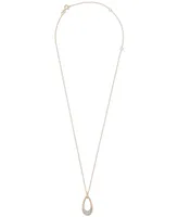 Wrapped Diamond Oval Pave Pendant Necklace (1/6 ct. t.w.) in 14k Gold, 16" + 2" extender, Created for Macy's