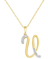 Diamond Fancy Initial 18" Pendant Necklace (1/10 ct. t.w.) in 14k Gold-Plated Sterling Silver