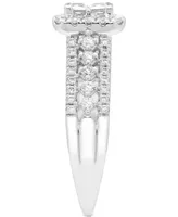 Diamond Quad Cluster Halo Engagement Ring (1 ct. t.w.) in 14k White Gold