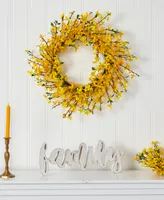 Forsythia Artificial Wreath, 22"
