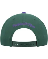 Men's Mitchell & Ness Green and Purple Milwaukee Bucks Hardwood Classics Team Two-Tone 2.0 Snapback Hat