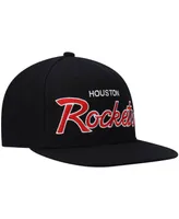 Men's Mitchell & Ness Black Houston Rockets Hardwood Classics Script 2.0 Snapback Hat