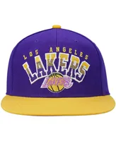 Men's Mitchell & Ness Purple and Gold Los Angeles Lakers Hardwood Classics Gradient Wordmark Snapback Hat