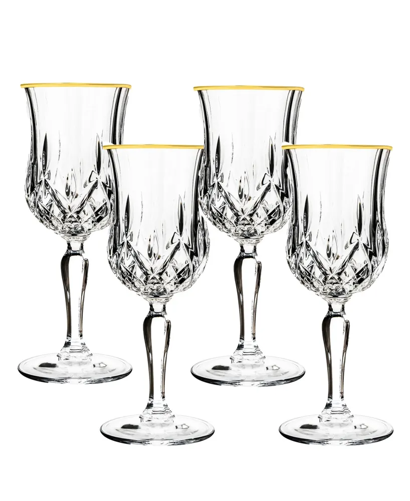Lorren Home Trends Opera Gold Collection Set of 4 Crystal Wine