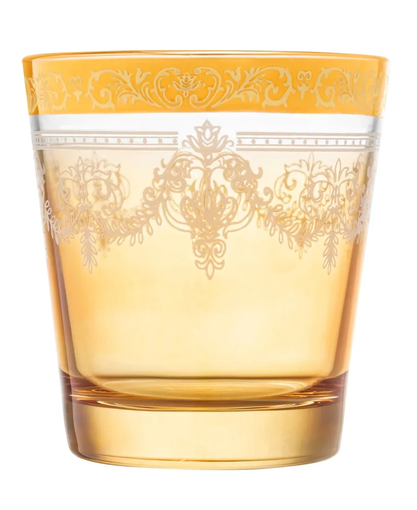 Lorren Home Trends Double Old Fashion 6 Piece Gold Band Glass Set