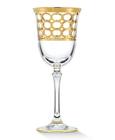 Lorren Home Trends 4 Piece Infinity Gold Ring White Wine Goblet Set