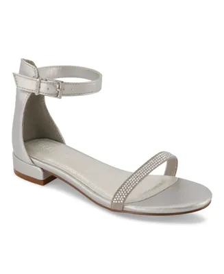 Kenneth Cole New York Big Girls Ankle Strap Sandals - Silver