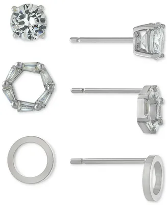Giani Bernini 3-Pc. Cubic Zirconia Stud Earrings in Sterling Silver, Created for Macy's
