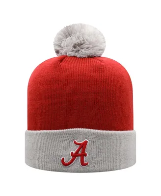 Men's Top of the World Crimson and Gray Alabama Crimson Tide Core 2-Tone Cuffed Knit Hat with Pom
