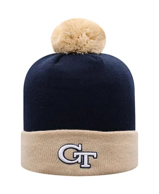 Men's Top of the World Navy and Gold Georgia Tech Yellow Jackets Core 2-Tone Cuffed Knit Hat with Pom