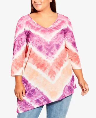 Plus 3/4 Sleeve Tie Dye Top