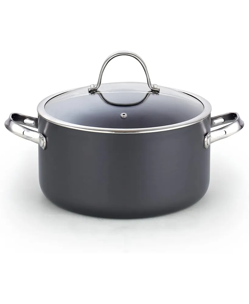 Cooks Standard Stock Pot Dutch Oven Casserole with Glass Lid, 7-Quart Classic Hard Anodized Nonstick Stockpot, Black