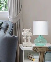 Simple Designs Glass Raindrop Table Lamp with Fabric Shade, Green White Shade