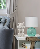 Simple Designs Glass Table Lamp with Fabric Shade, Green White Shade