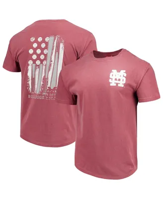 Men's Maroon Mississippi State Bulldogs Baseball Flag Comfort Colors T-shirt