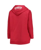 Women's Crimson Alabama Crimson Tide Plus Size Wordmark V-Neck Lace-Up Pullover Hoodie