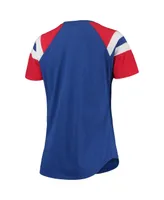 Women's Starter Royal and Red Chicago Cubs Game On Notch Neck Raglan T-shirt