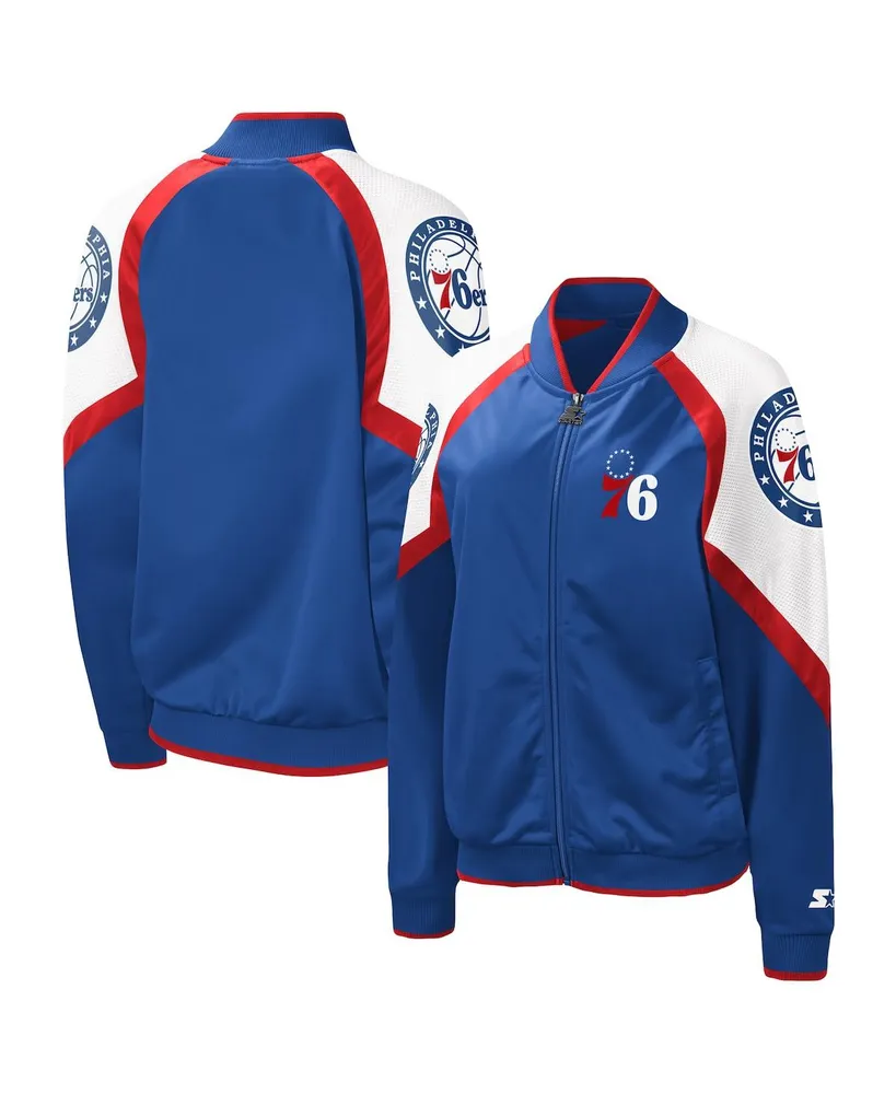 Women's Starter Royal, Red Philadelphia 76Ers Fan Girl Satin Raglan Full-Zip Jacket