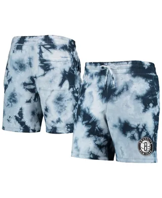 Men's New Era Blue Brooklyn Nets Fleece Tie-Dye Shorts