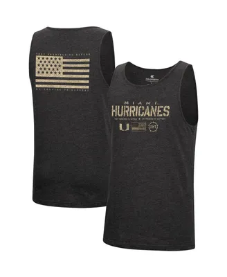 Men's Colosseum Heathered Black Miami Hurricanes Military-Inspired Appreciation Oht Transport Tank Top