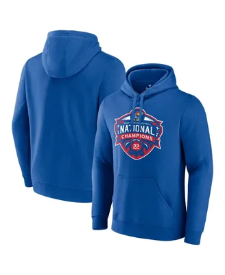 Men's Fanatics Royal Kansas Jayhawks 2022 Ncaa Men's Basketball National Champions Official Logo Pullover Hoodie