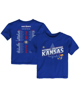 Toddler Girls and Boys Royal Kansas Jayhawks 2022 Ncaa Men's Basketball National Champions Bracket T-shirt