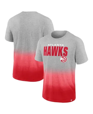 Men's Fanatics Heathered Gray and Red Atlanta Hawks Board Crasher Dip-Dye T-shirt