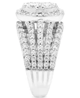 Diamond Oval Cluster Multi-Row Engagement Ring (2 ct. t.w.) in 14k White Gold