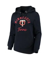 Women's '47 Navy Minnesota Twins Hollow Script Headline Pullover Hoodie