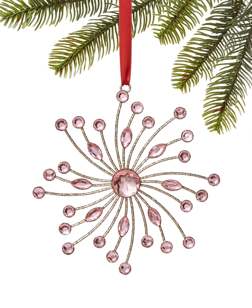 Holiday Lane Sugar Plum Pink Embellished Snowflake Ornament, Exclusively at Macy's