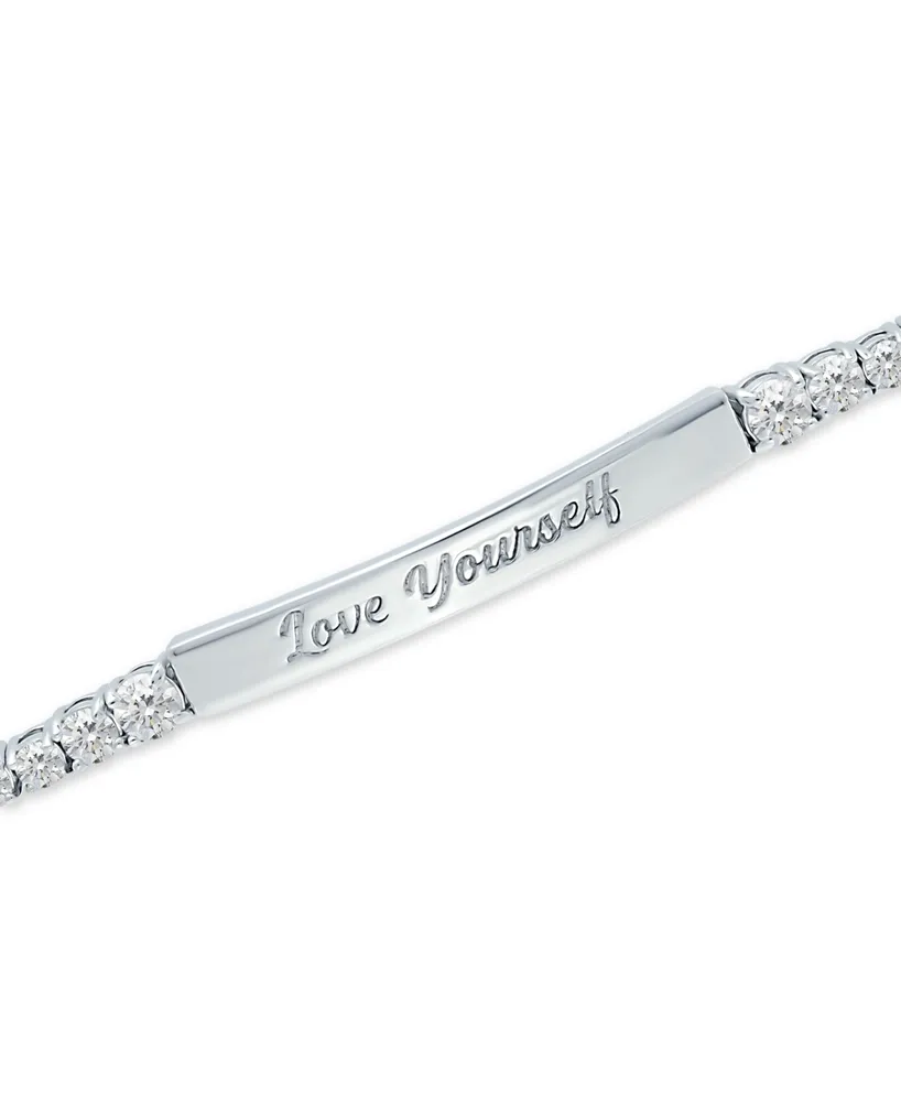 Giani Bernini Cubic Zirconia "Love Yourself" Bolo Bracelet in Sterling Silver, Created for Macy's
