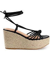 Journee Collection Women's Catalinn Tie-Up Espadrille Wedge Sandals