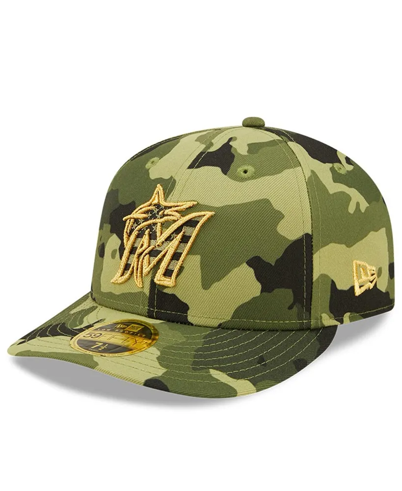 Men's New Era Camo Miami Marlins 2022 Armed Forces Day On-Field Low Profile 59Fifty Hat