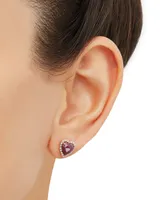 Ruby (3-3/4 ct. t.w.) & Diamond (1/5 ct. t.w.) Heart Stud Earrings in 14k Rose Gold