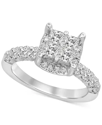 Diamond Princess Quad Cluster Engagement Ring (1-5/8 ct. t.w.) in 14k White Gold