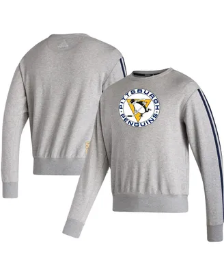 Men's adidas Heathered Gray Pittsburgh Penguins Team Classics Vintage-Like Pullover Sweatshirt