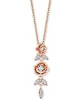Enchanted Disney Fine Jewelry Diamond Belle Flower Pendant Necklace (1/10 ct. t.w.) in 14k Rose Gold