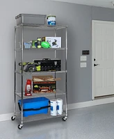 Seville Classics Commercial-Grade 5-Tier Nsf-Certified Steel Wire Wheeled Shelving