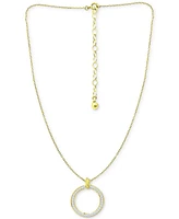 Giani Bernini Cubic Zirconia Open Circle Pendant Necklace, 16" + 2" extender, Created for Macy's