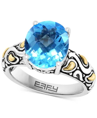 Effy Blue Topaz Statement Ring (5-1/3 ct. t.w.) in Sterling Silver & 18k Gold