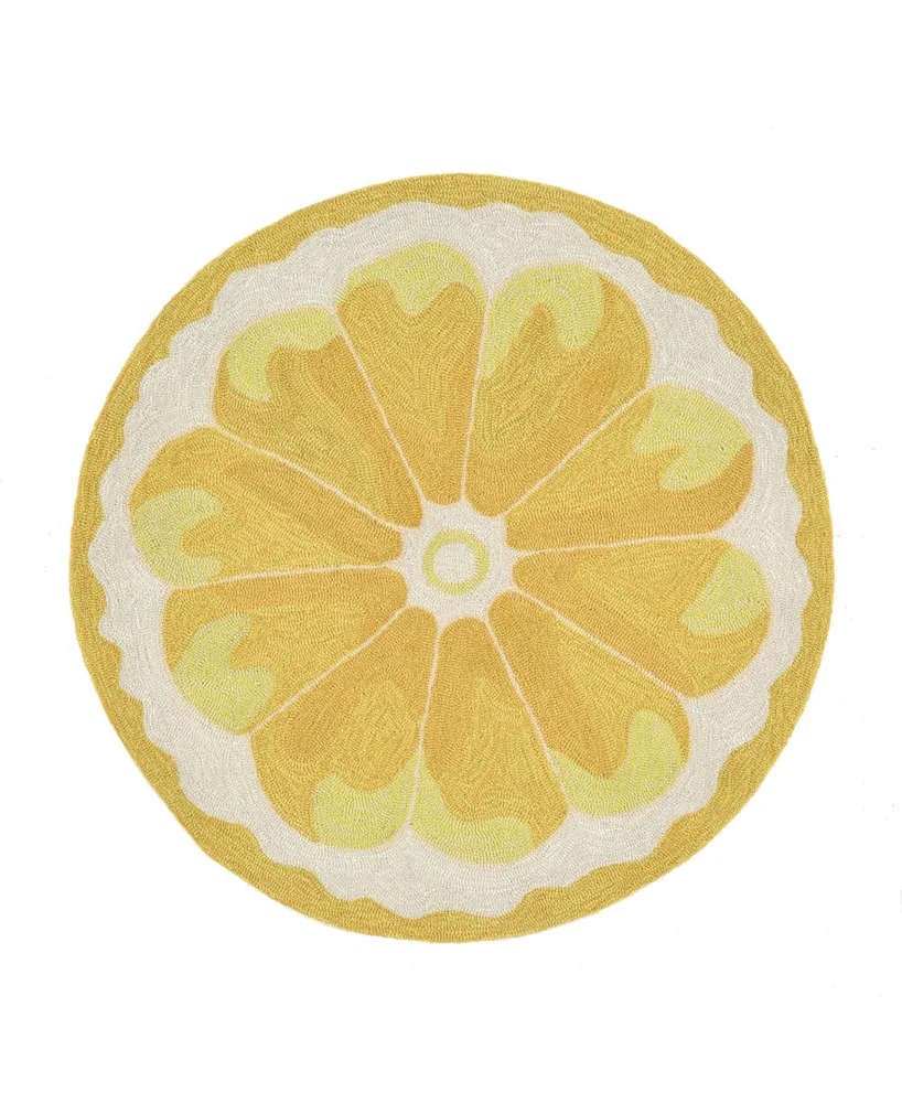 Liora Manne' Frontporch Lemon Slice 3' x 3' Round Outdoor Area Rug