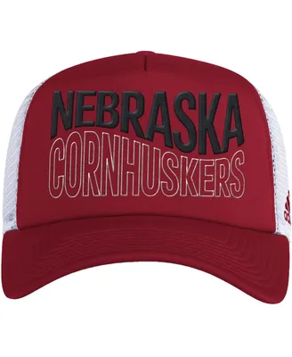 Men's adidas Scarlet and White Nebraska Huskers Wave Foam Trucker Snapback Hat