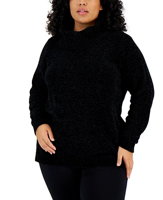 Karen Scott Plus Size Chenille Cowlneck Sweater, Created for Macy's