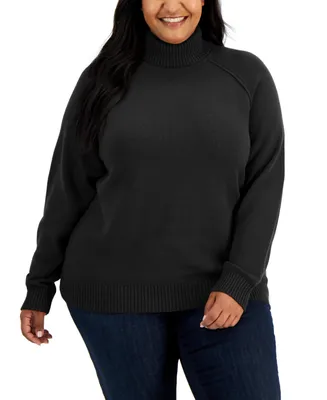 Karen Scott Plus Size Cotton Turtleneck Sweater, Created for Macy's