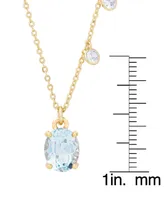 Blue Topaz (3 ct. t.w.) & Lab-Grown White Sapphire (3/8 ct. t.w.) 18" Pendant Necklace in 14k Gold-Plated Sterling Silver