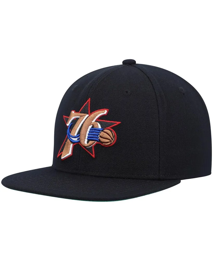 Men's Mitchell & Ness Black Philadelphia 76Ers Hardwood Classics Team Ground 2.0 Snapback Hat