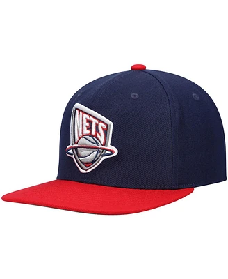 Men's Mitchell & Ness Navy, Red New Jersey Nets Hardwood Classics Team Two-Tone 2.0 Snapback Hat
