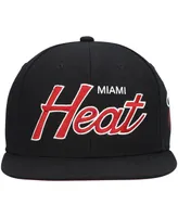 Men's Mitchell & Ness Black Miami Heat Hardwood Classics Script 2.0 Snapback Hat