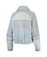 Women's The Wild Collective Navy Boston Red Sox Colorblock Track Raglan Full-Zip Jacket